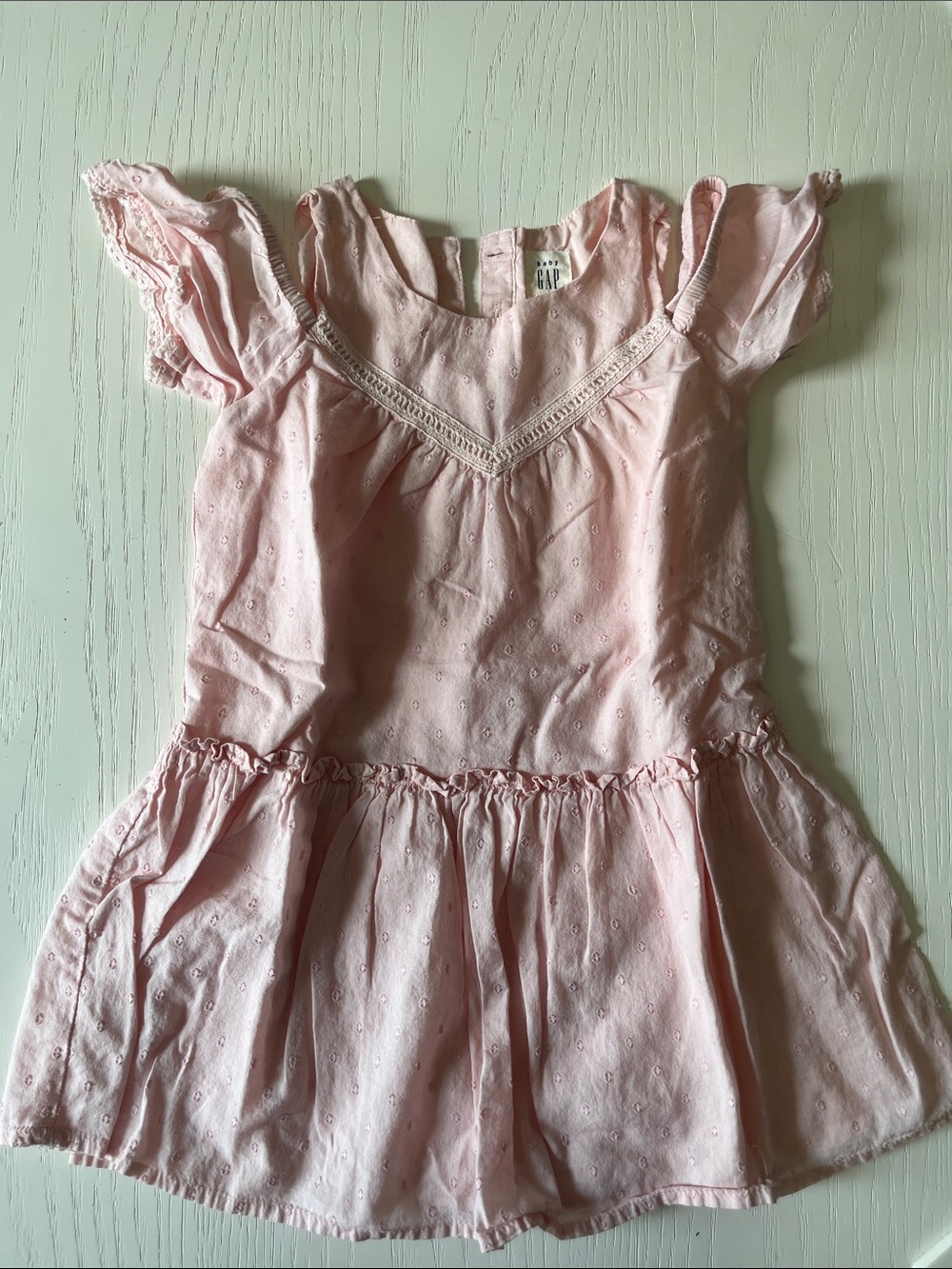 GAP Pink Eyelet Ruffle-Sleeve Dress